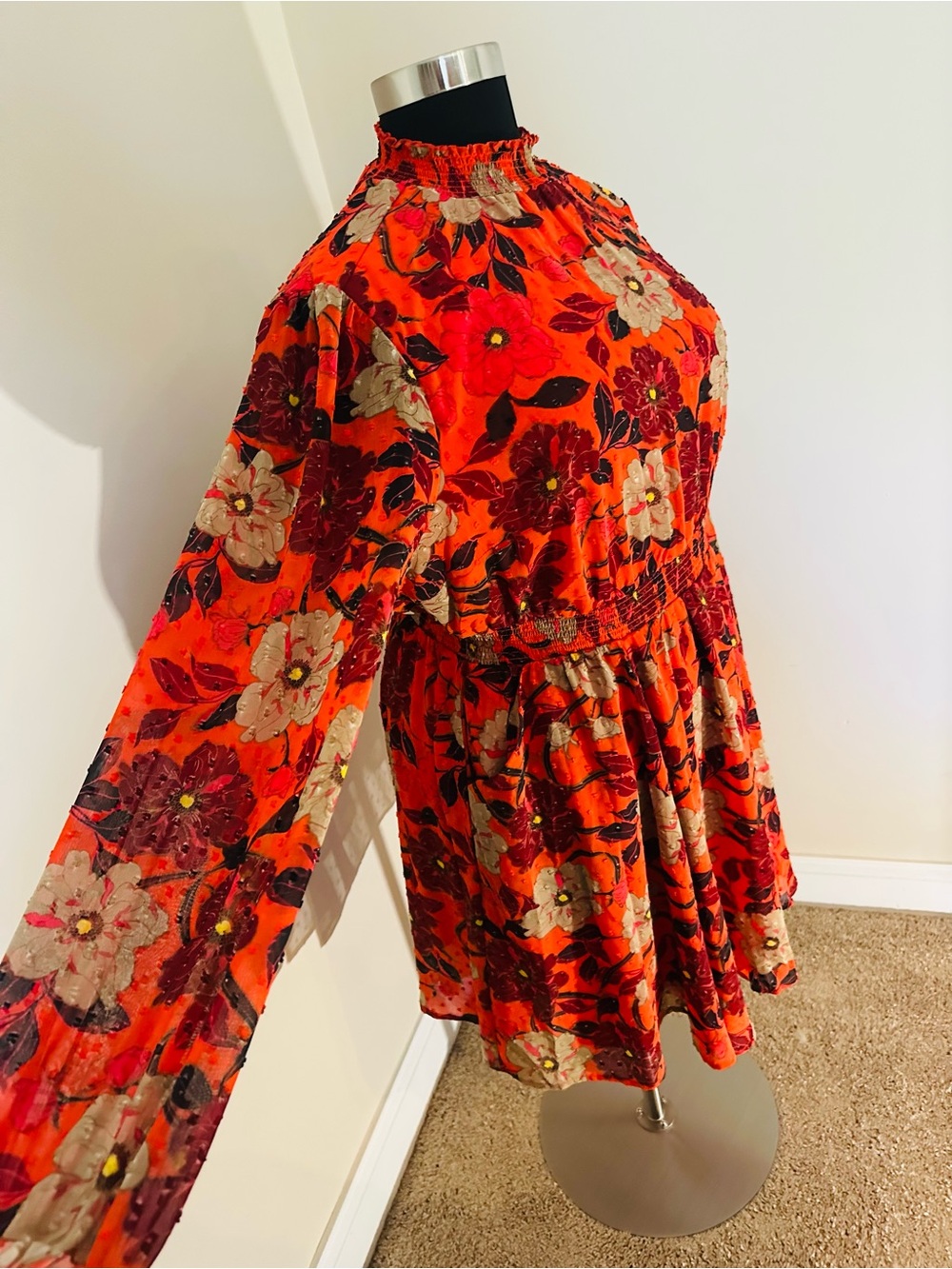 NWT Torrid FALL High-Neck Long-Sleeve Mini Dress - Orange